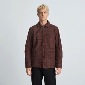 Everlane Flannel Chore Jacket in Cherry Mahogany Check